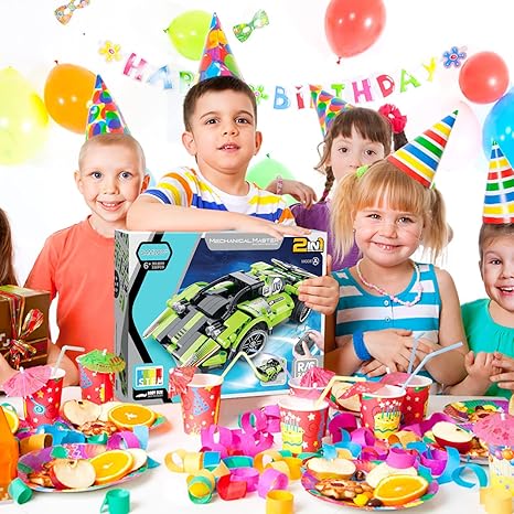 Toys for Kids with 2-in-1 Remote Control Racer Snap Together Engineering Kits Early Learning Racecar Building Blocks